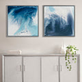 Abstract 2 piece Framed Canvas Wall Art Set blue-mdf