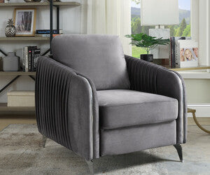 Hathaway 32" Gray Velvet Modern Chic Accent