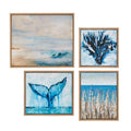 4 piece Framed Canvas Wall Art Set blue-mdf