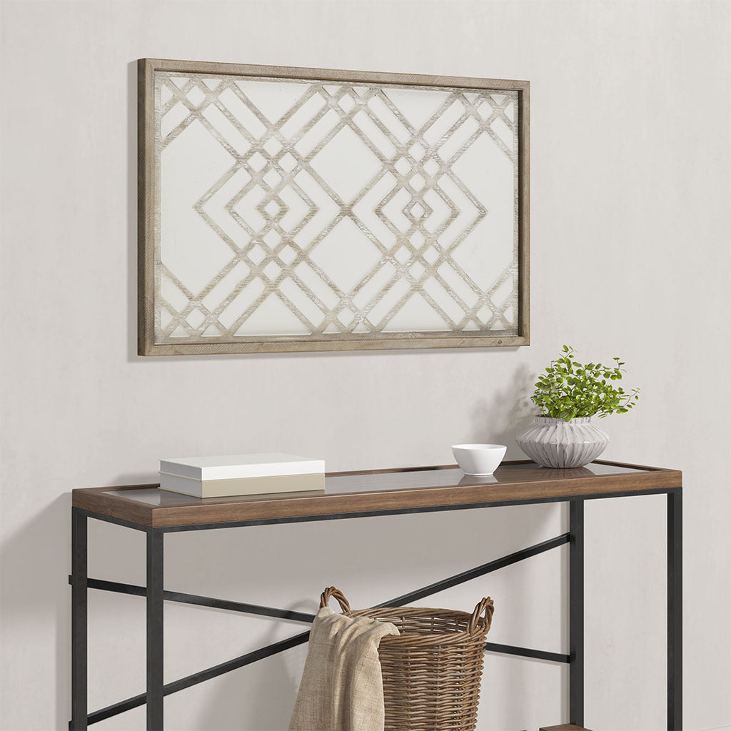 Two tone Overlapping Geometric Wood Panel Wall