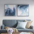 Abstract 2 piece Framed Canvas Wall Art Set blue-mdf