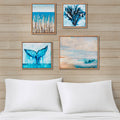 4 piece Framed Canvas Wall Art Set blue-mdf