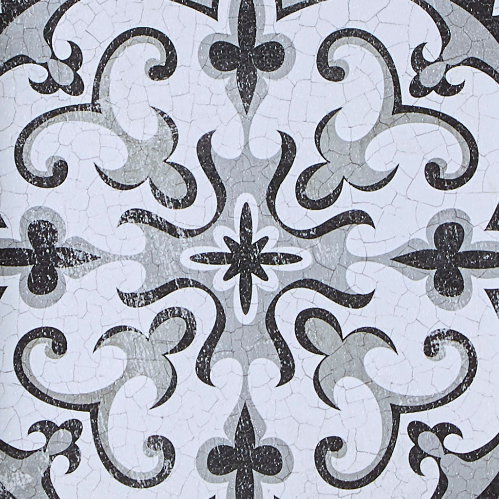 Distressed Black and White Medallion Tile 3 piece