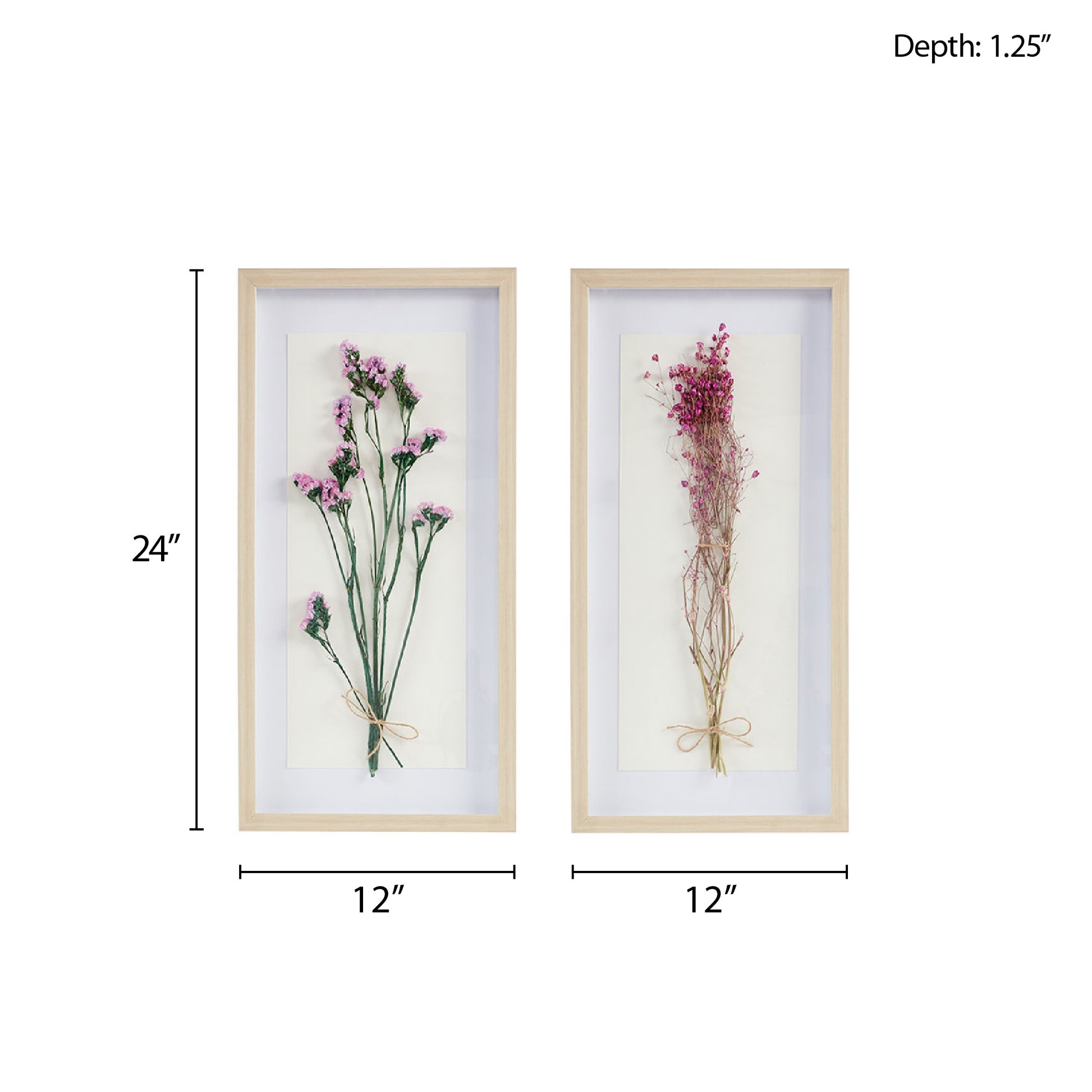 Dried Flower 2 piece Shadow Box Wall Decor Set