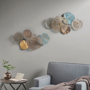 Multi colored Lily Pad Leaves 2 piece Metal Wall
