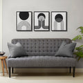 3 piece Framed Canvas Wall Art Set black+taupe-mdf