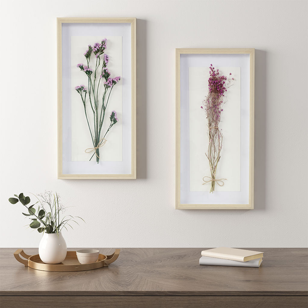 Dried Flower 2 piece Shadow Box Wall Decor Set