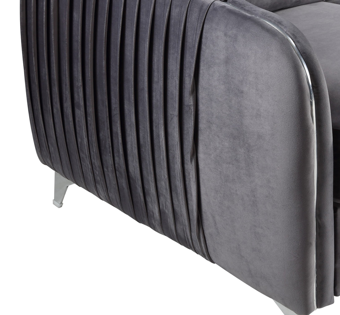 Hathaway 32" Gray Velvet Modern Chic Accent