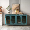 TV Stand for 65 Inch TV, Wood TV Stand with Storage antique blue-mdf+glass