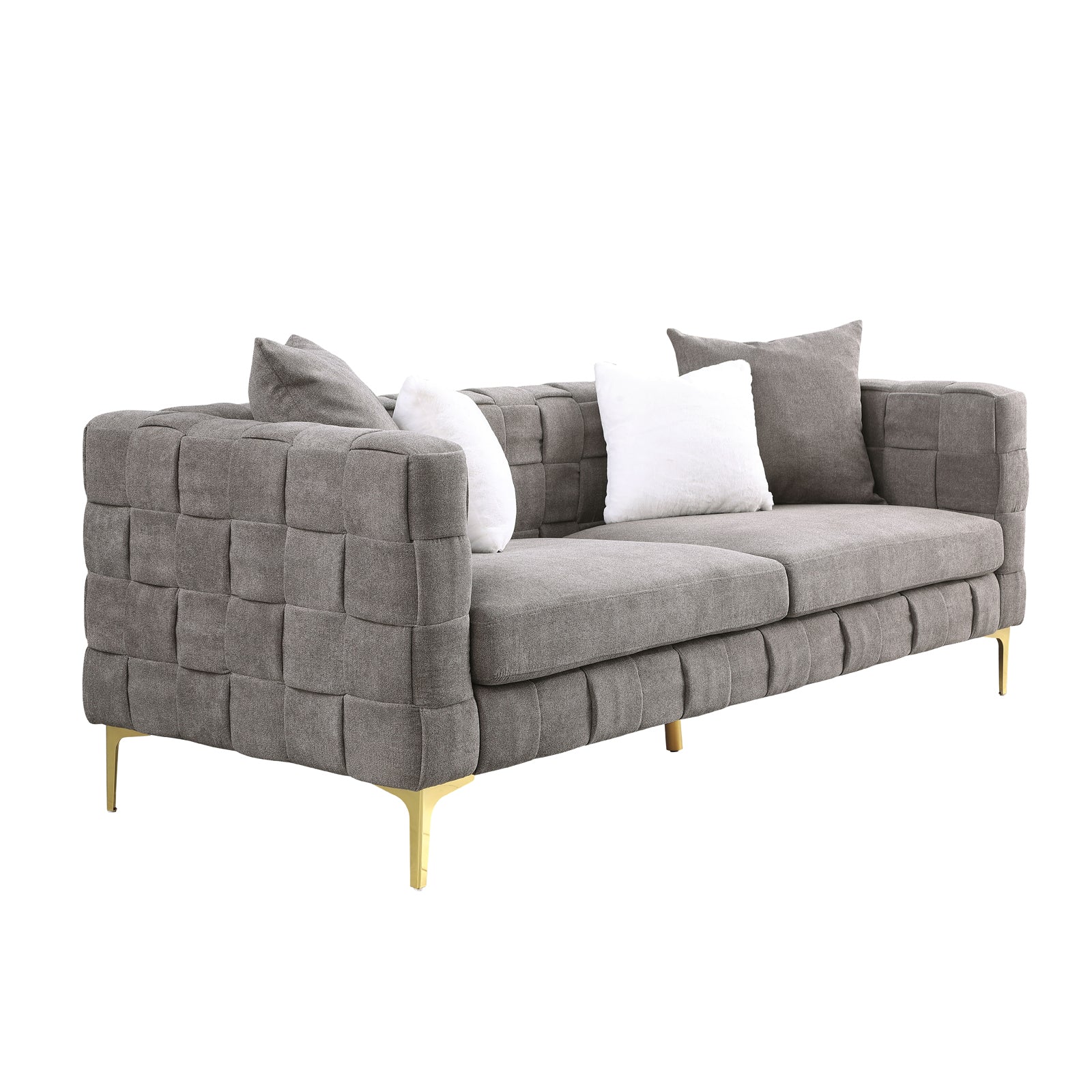 Deepth 35", length 85" weave sofa ,contemporary grey-eucalyptus-snowflake velvet fabric