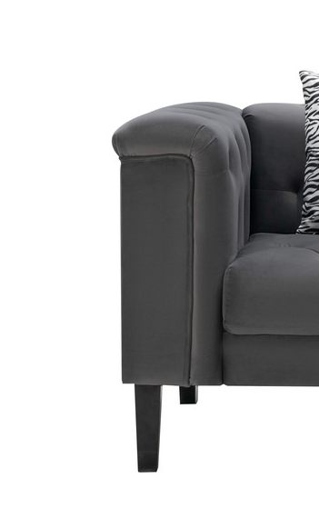 Mary 44" Dark Gray Velvet Tufted Chair With 1