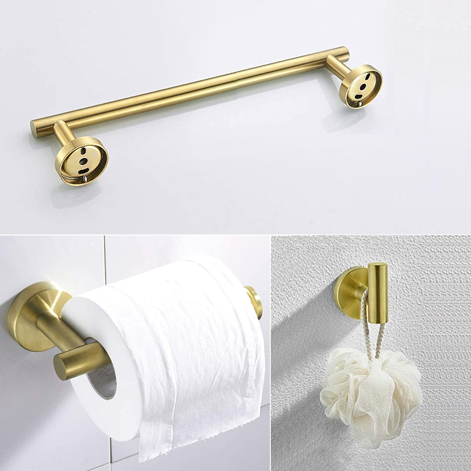 3 Piece Bathroom Hardware Set gold-stainless steel