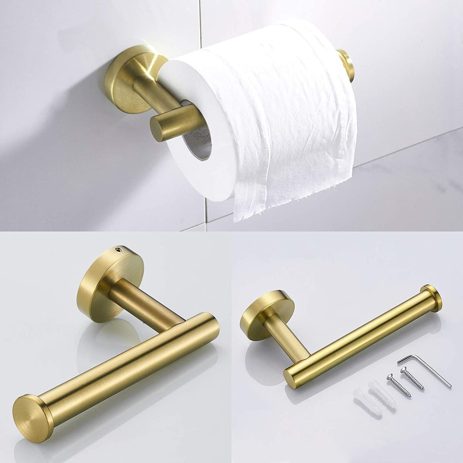 3 Piece Bathroom Hardware Set gold-stainless steel