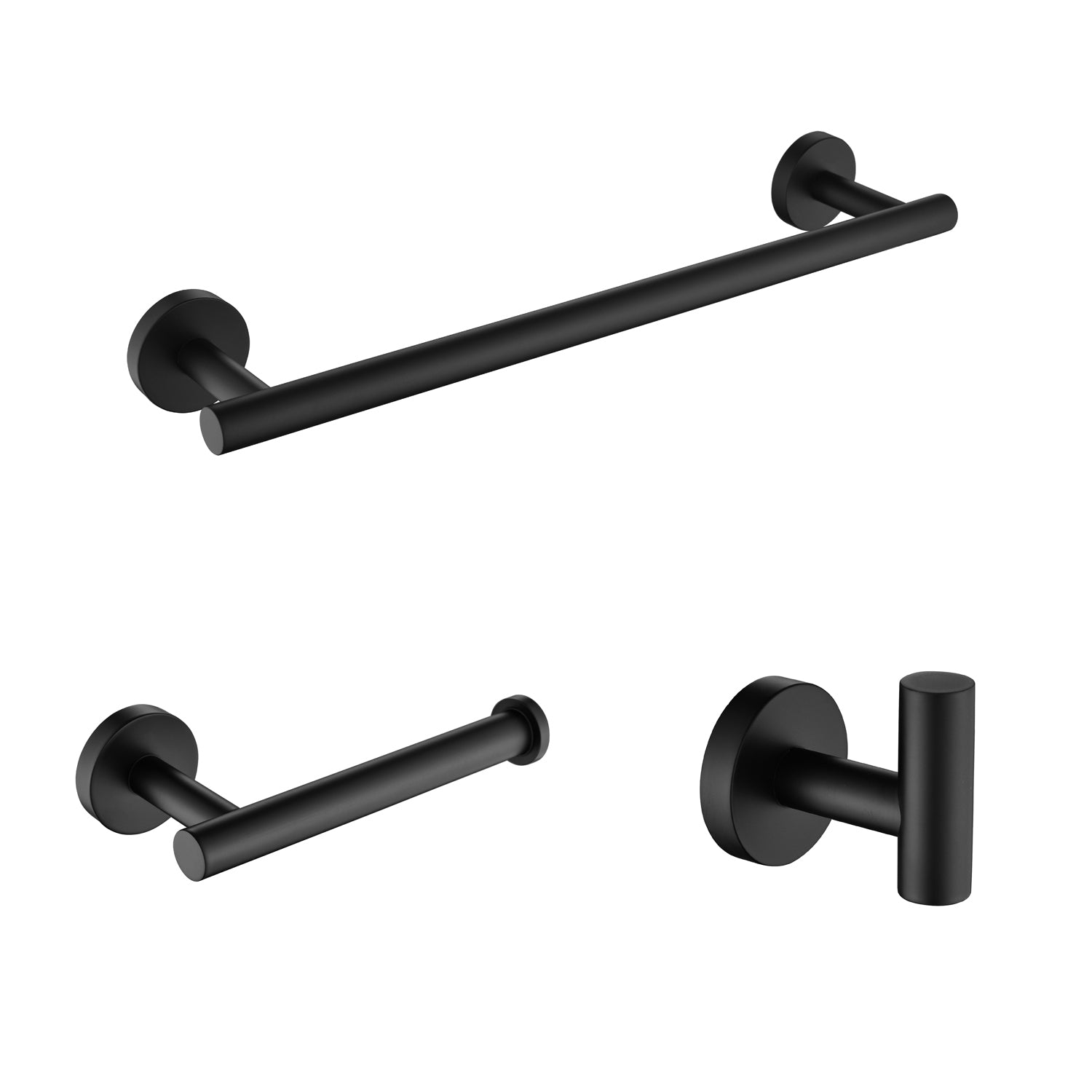 3 Piece Bathroom Hardware Set matte black-stainless steel