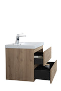 24'' Wall Mounted Single Bathroom Vanity in Natural natural wood-mdf