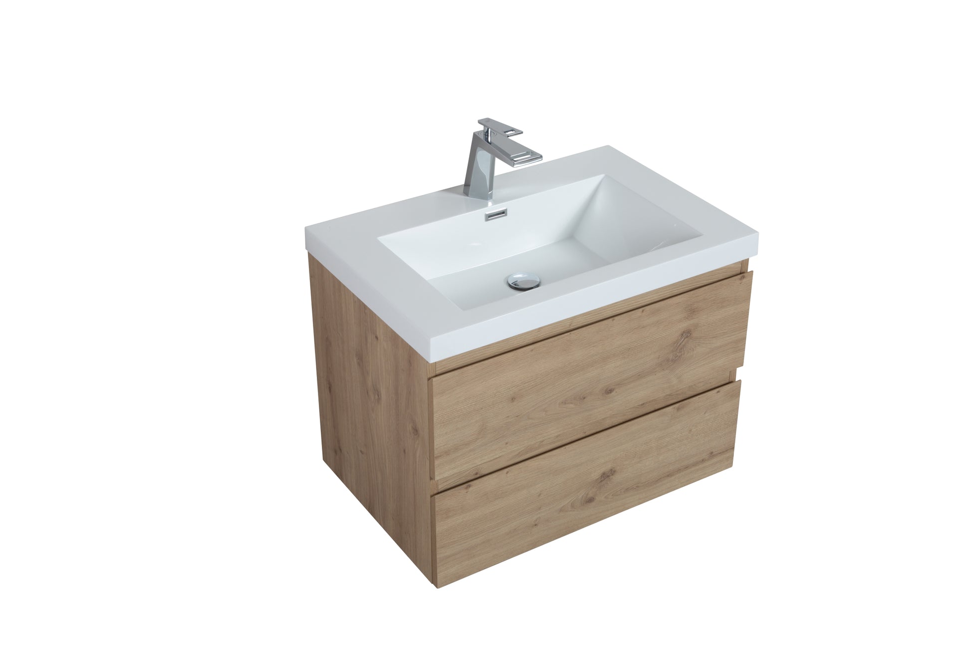 24'' Wall Mounted Single Bathroom Vanity in Natural natural wood-mdf