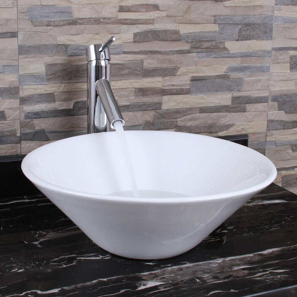 Ceramic Round Above Counter White Bathroom Sink Art gloss white-ceramic