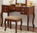 Classic 1pc Vanity Set w Stool Cherry Color Drawers cherry-bedroom-contemporary-padded