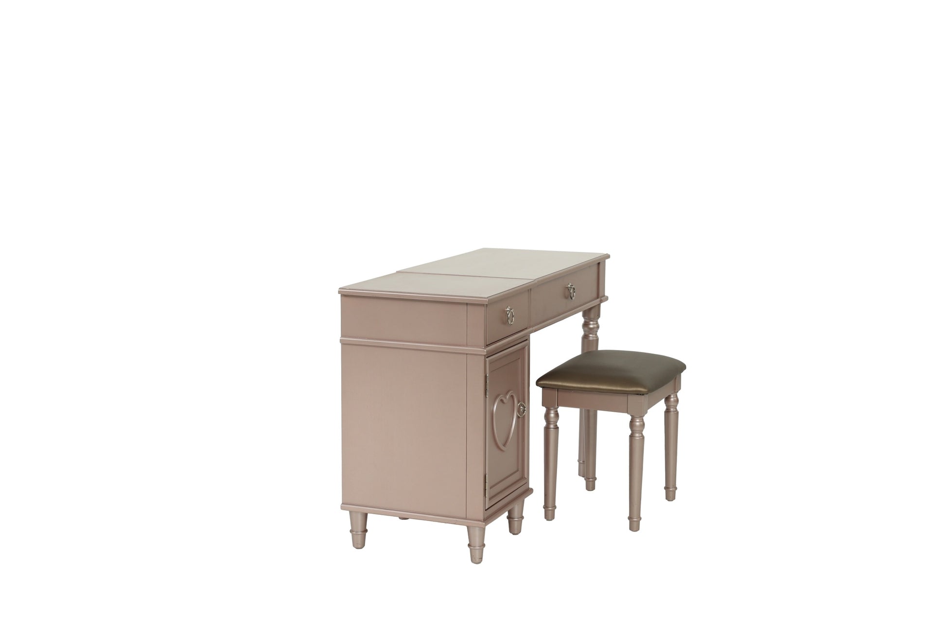 Bedroom Vanity Set w Stool Open Up Mirror Storage rose gold-bedroom-traditional-poplar-rubber wood