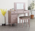 Bedroom Vanity Set w Stool Open Up Mirror Storage rose gold-bedroom-traditional-poplar-rubber wood