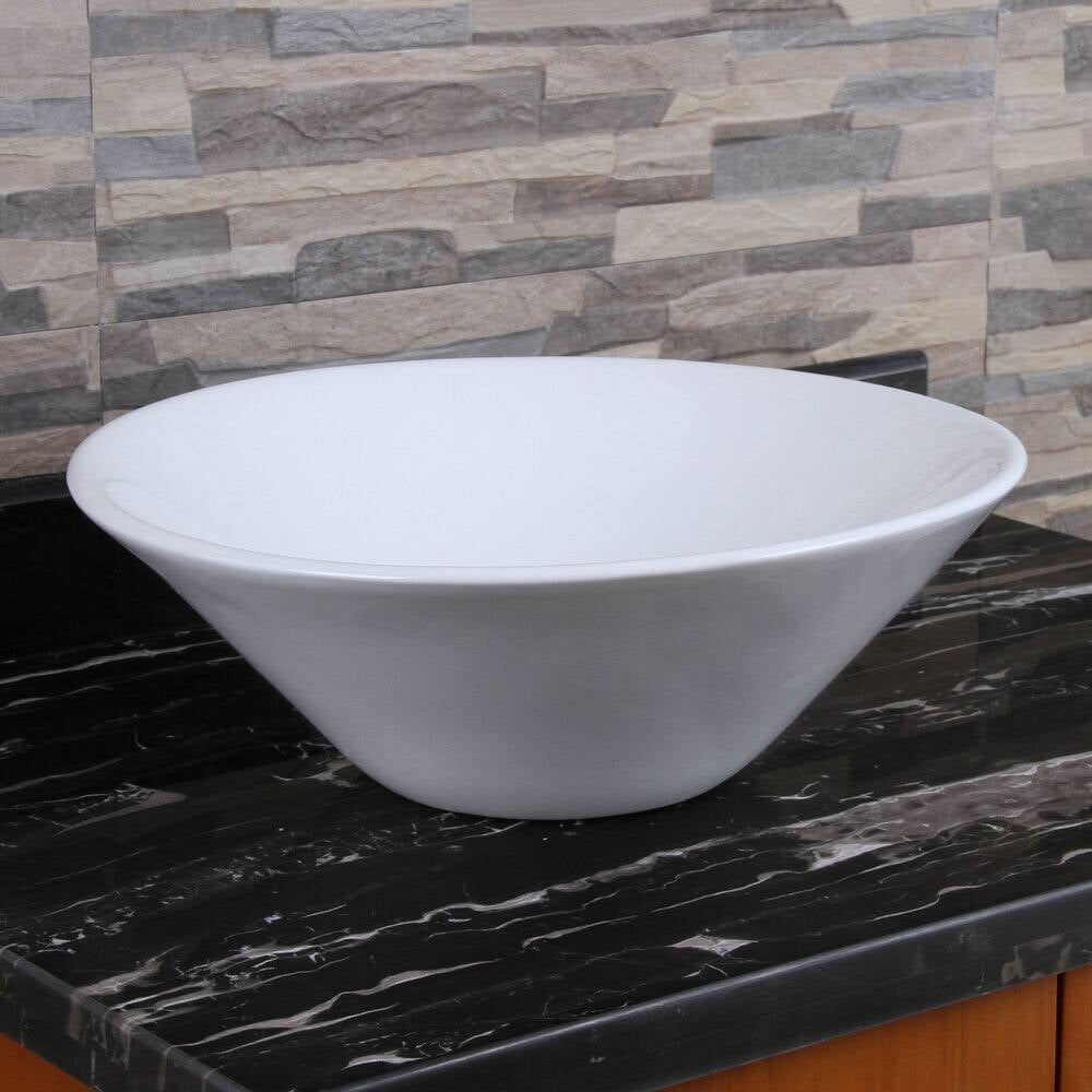 Ceramic Round Above Counter White Bathroom Sink Art gloss white-ceramic