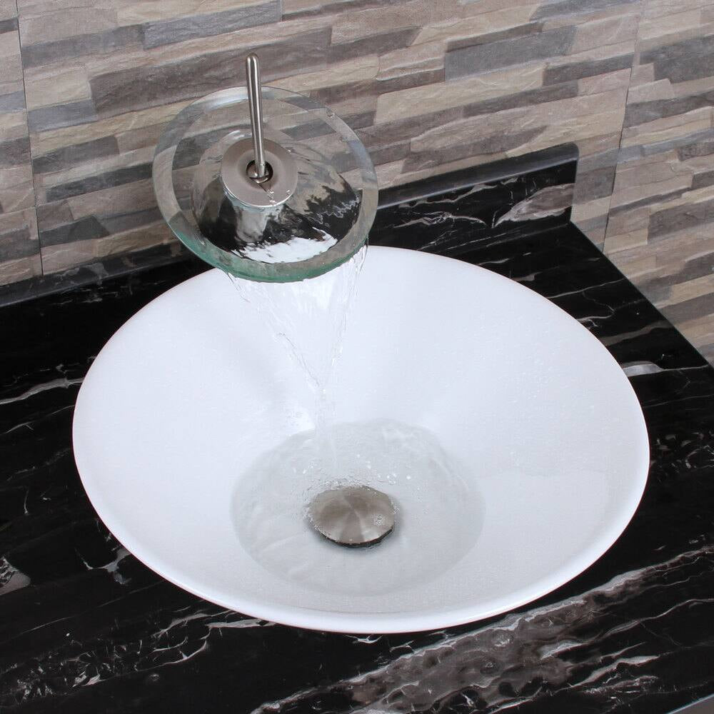 Ceramic Round Above Counter White Bathroom Sink Art gloss white-ceramic