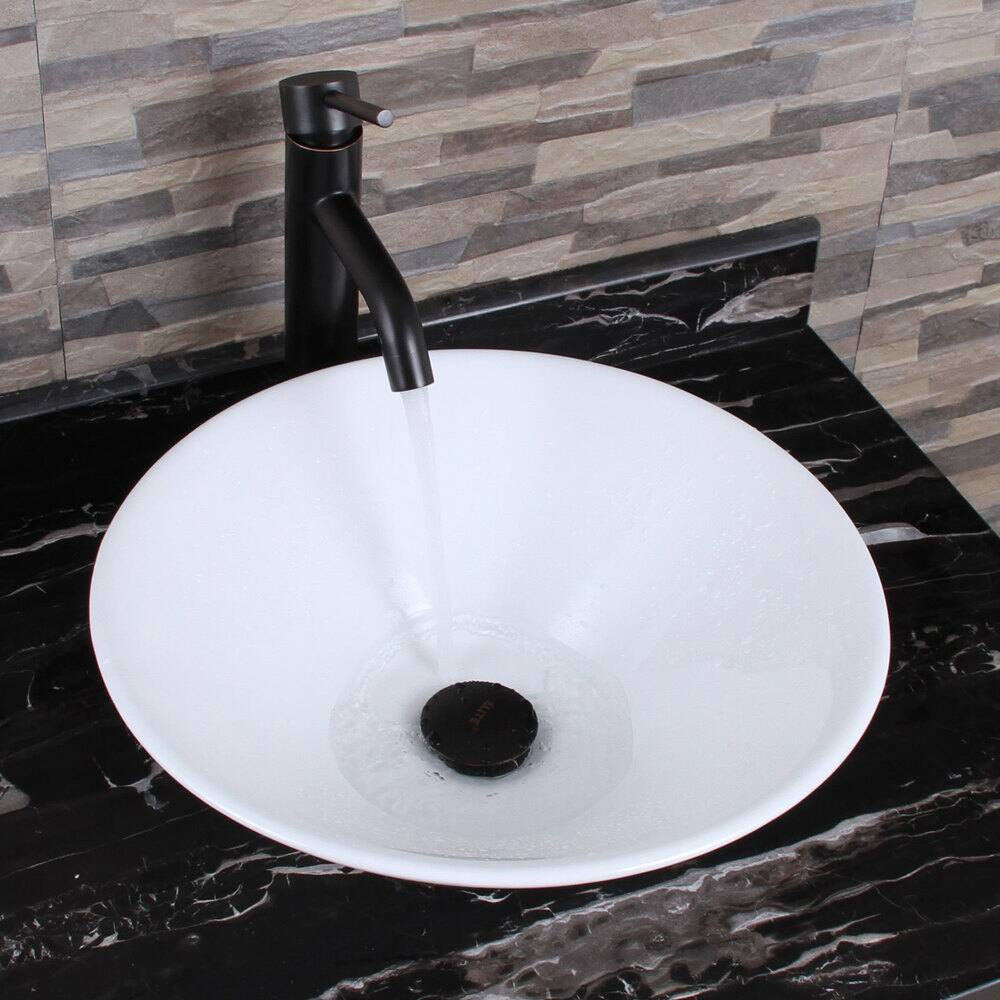 Ceramic Round Above Counter White Bathroom Sink Art gloss white-ceramic