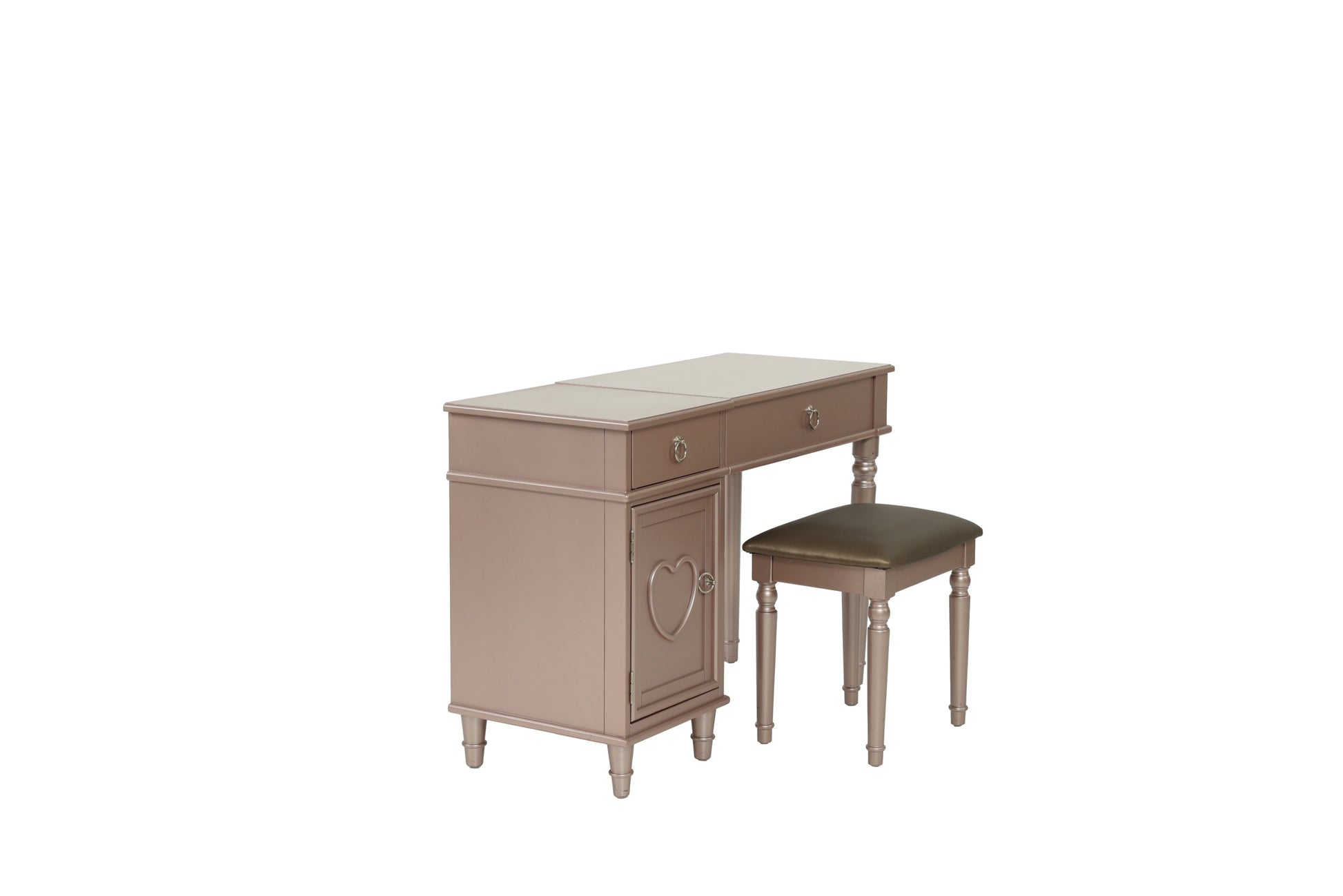 Bedroom Vanity Set w Stool Open Up Mirror Storage rose gold-bedroom-traditional-poplar-rubber wood