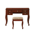 Classic 1pc Vanity Set w Stool Cherry Color Drawers cherry-bedroom-contemporary-padded