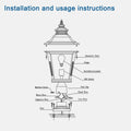 Outdoor Glass Column Headlights black-traditional-glass-aluminium