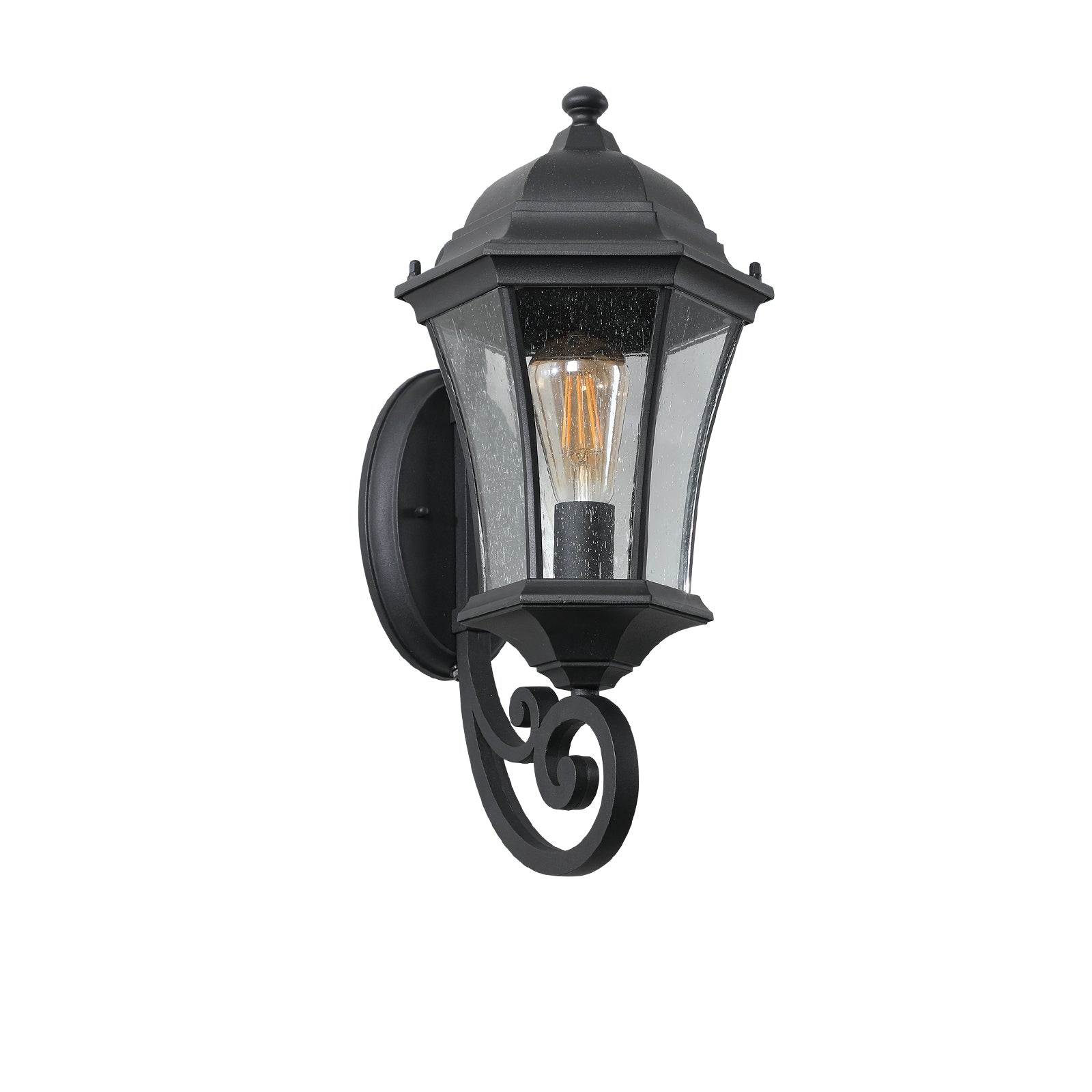 Outdoor Waterproof Glass Retro Wall Lamp black-traditional-glass-aluminium