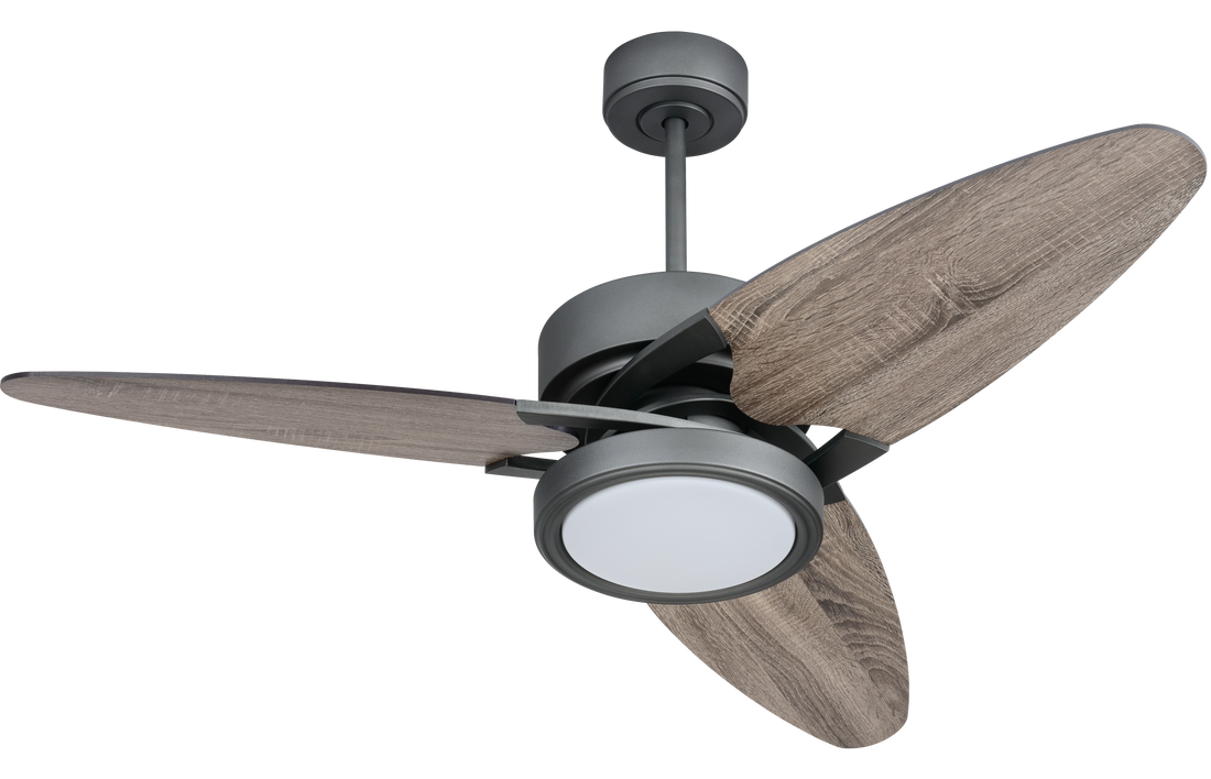52 In Ceiling Fan Lighting with Dark Wood Blade black+brown-plywood