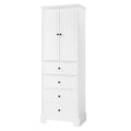 Storage Cabinet with 2 Doors and 4 Drawers for white-mdf