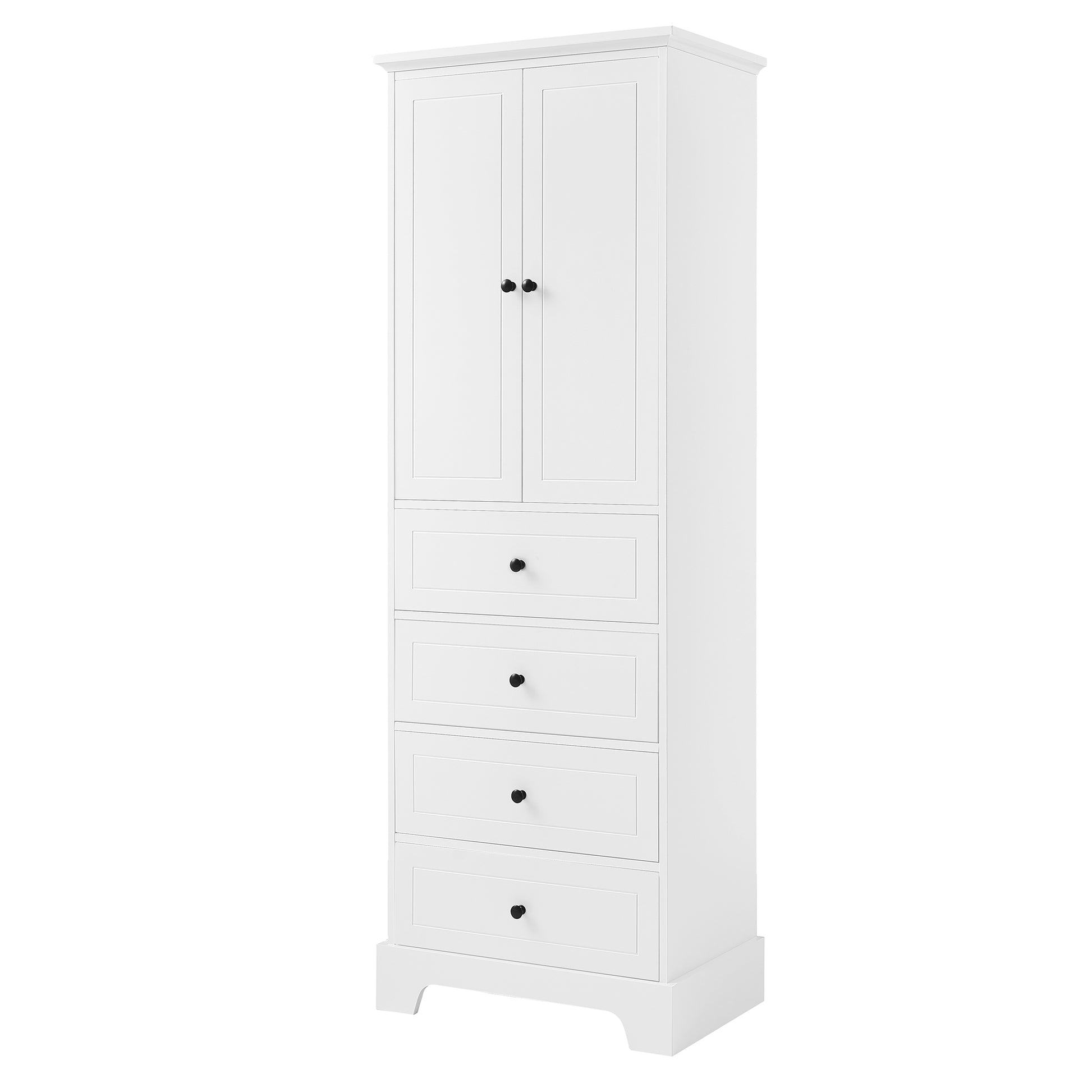 Storage Cabinet with 2 Doors and 4 Drawers for white-mdf