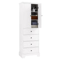 Storage Cabinet with 2 Doors and 4 Drawers for white-mdf