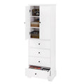 Storage Cabinet with 2 Doors and 4 Drawers for white-mdf