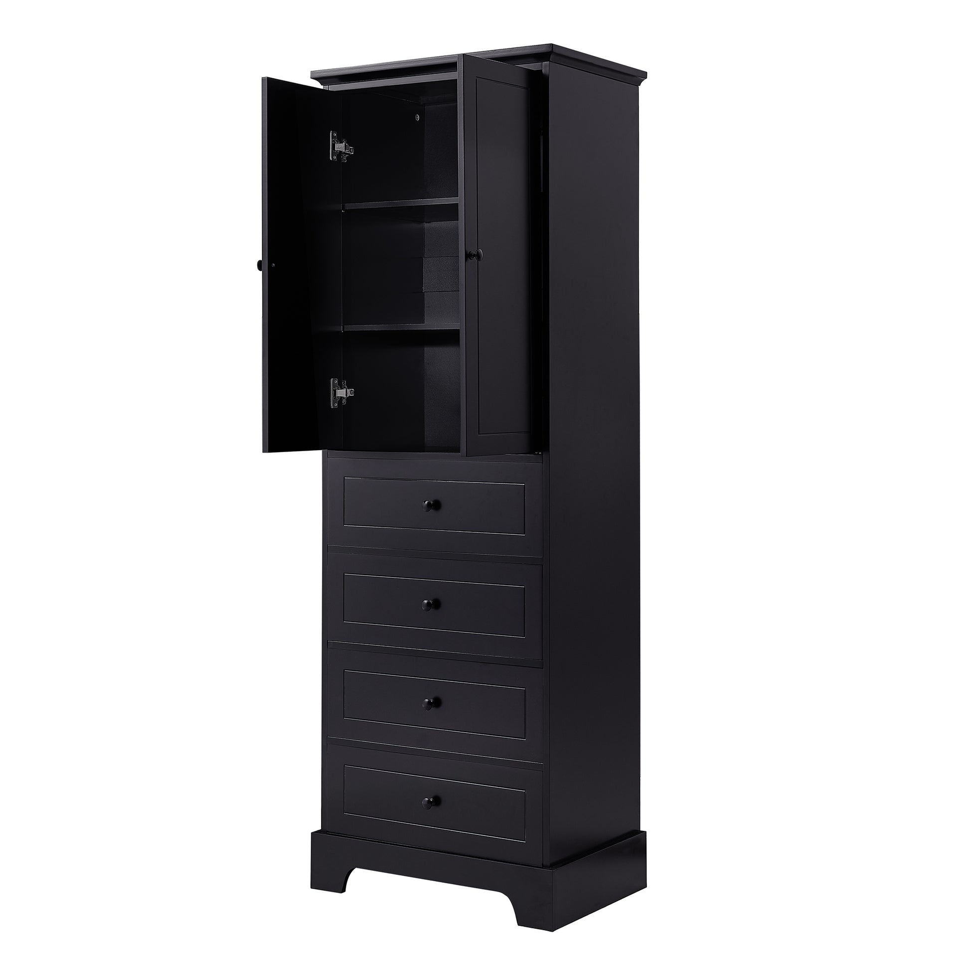 Storage Cabinet with 2 Doors and 4 Drawers for black-mdf