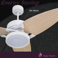 52 In Light wood Ceiling Fan Lighting with Remote