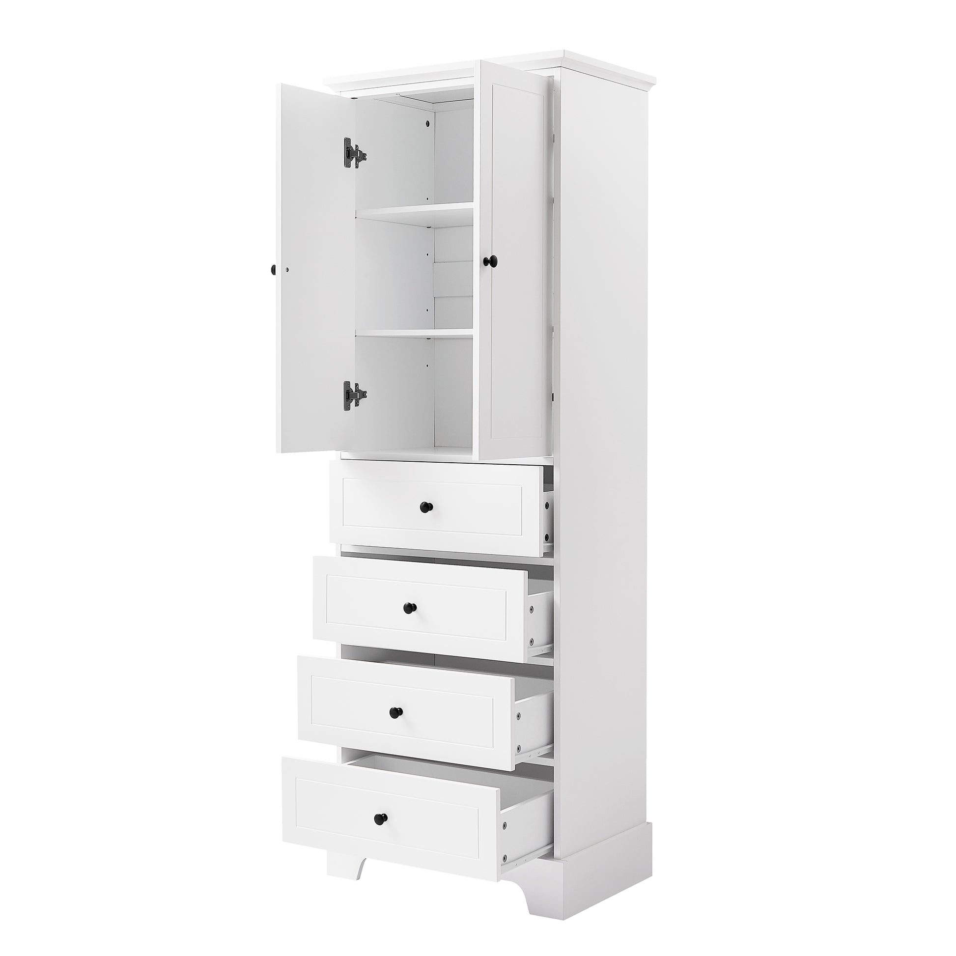 Storage Cabinet with 2 Doors and 4 Drawers for white-mdf