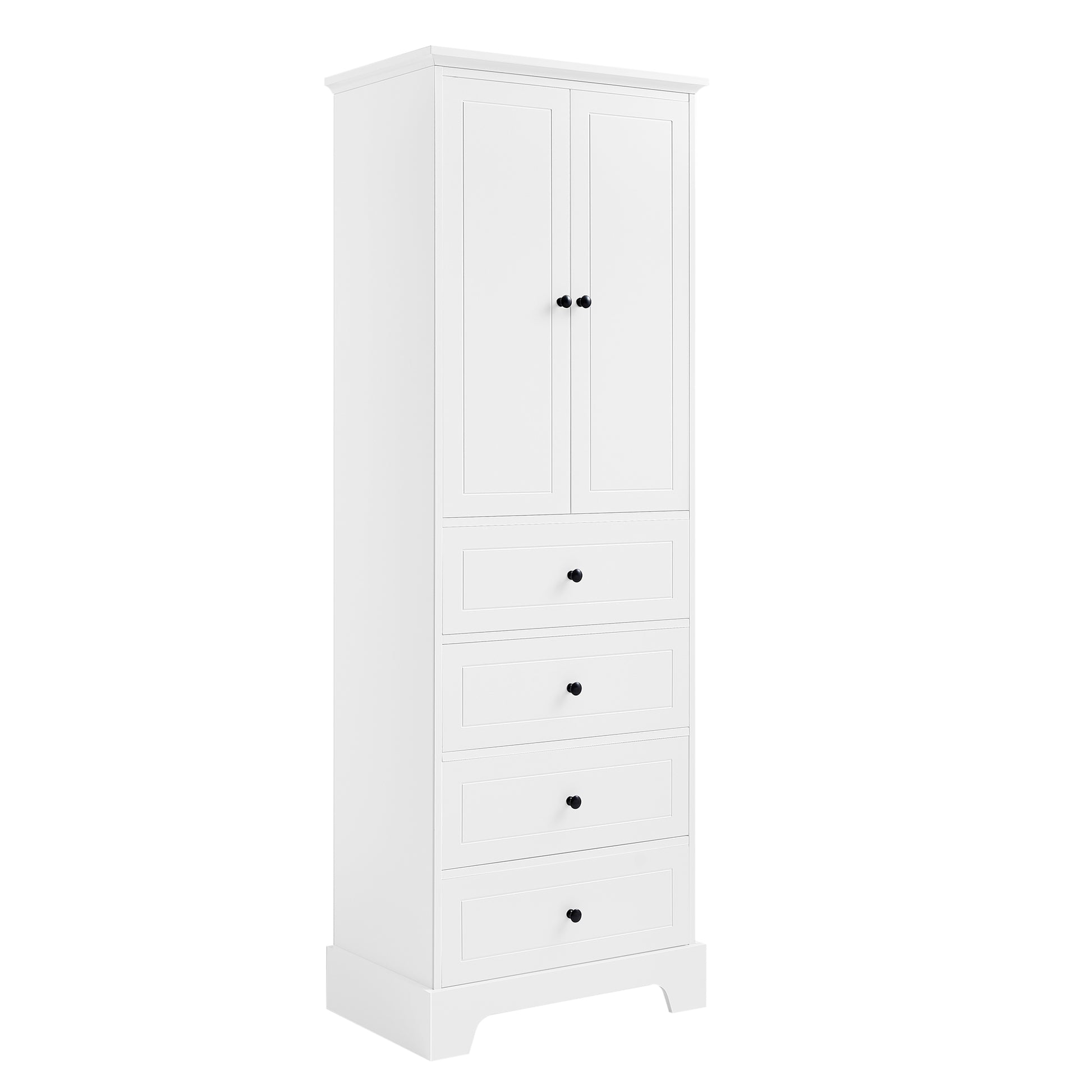 Storage Cabinet with 2 Doors and 4 Drawers for white-mdf