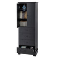 Storage Cabinet with 2 Doors and 4 Drawers for black-mdf