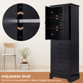 Storage Cabinet with 2 Doors and 4 Drawers for black-mdf