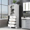 Storage Cabinet with 2 Doors and 4 Drawers for white-mdf