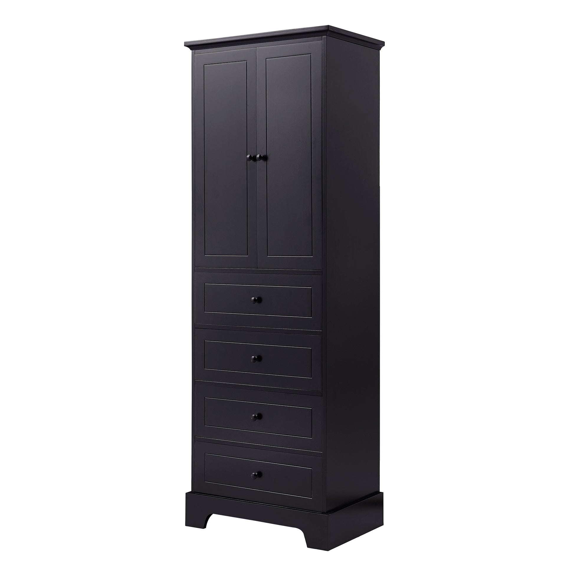 Storage Cabinet with 2 Doors and 4 Drawers for black-mdf