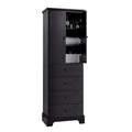 Storage Cabinet with 2 Doors and 4 Drawers for black-mdf