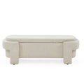 Linen Fabric Upholstered Bench with Large Storage beige-foam