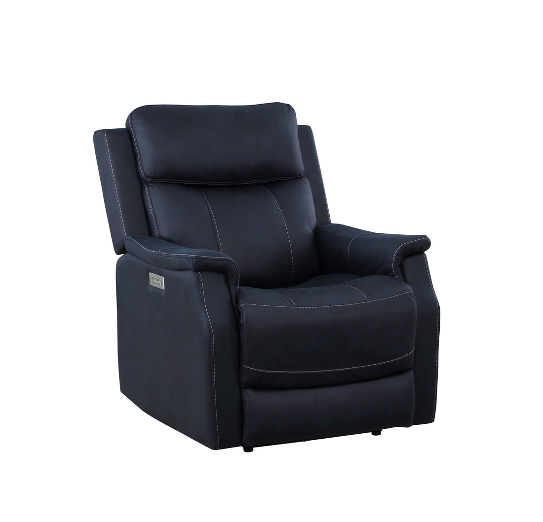 Clean Contemporary Dual Power Recliner Ocean Blue