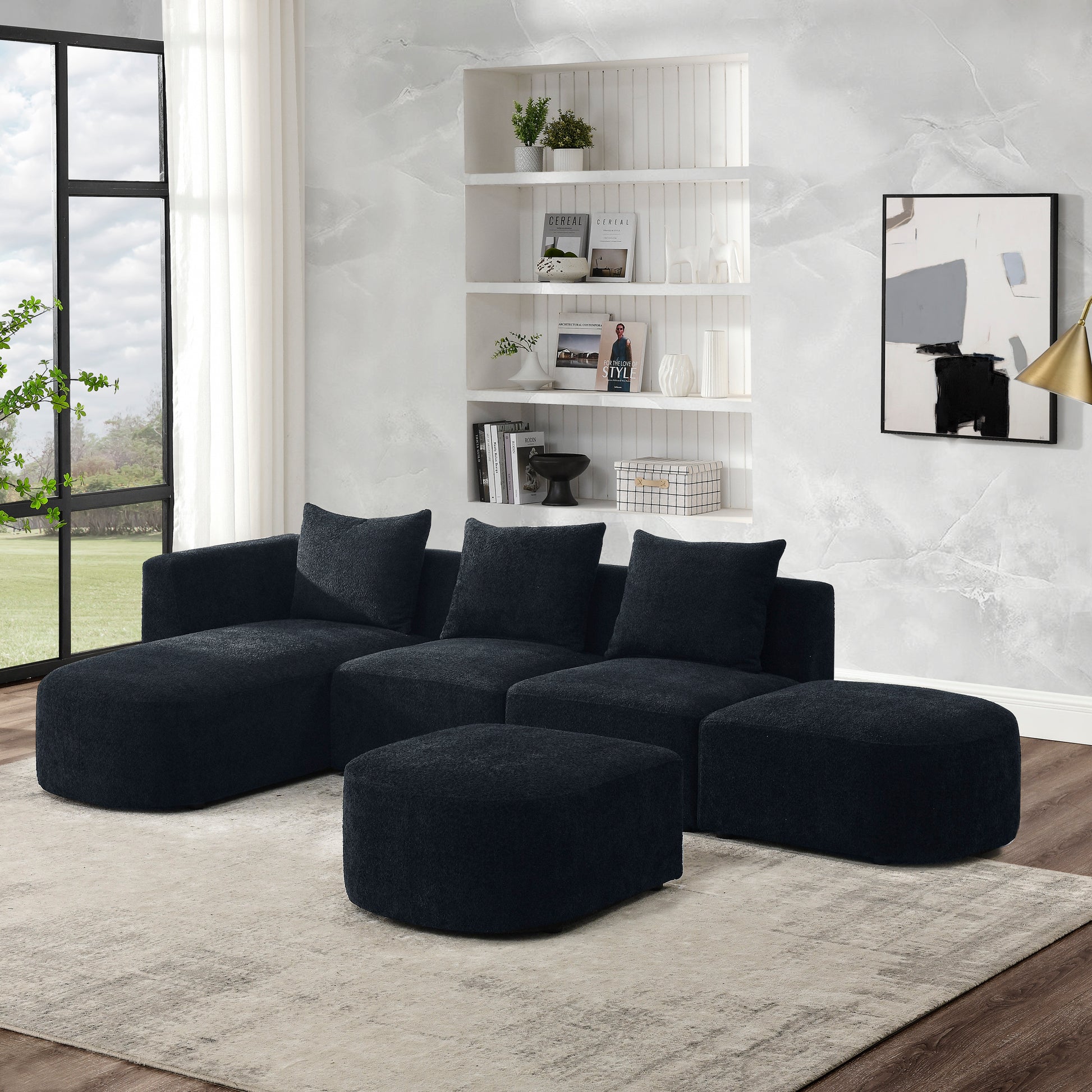 L Shape Sectional Sofa Including Two Single Seats