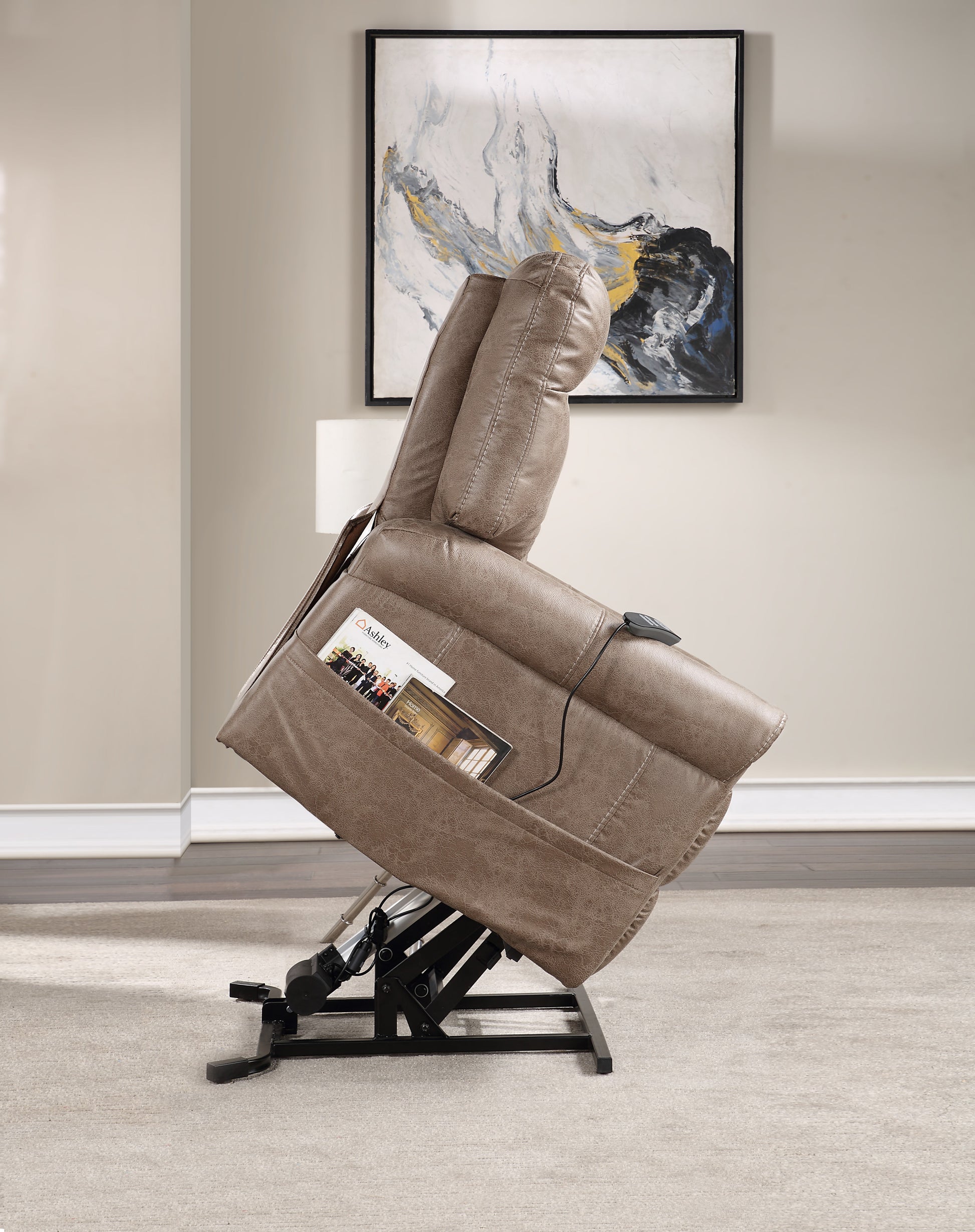 Classic Rolled Arm Power Lift Chair Recliner Heat