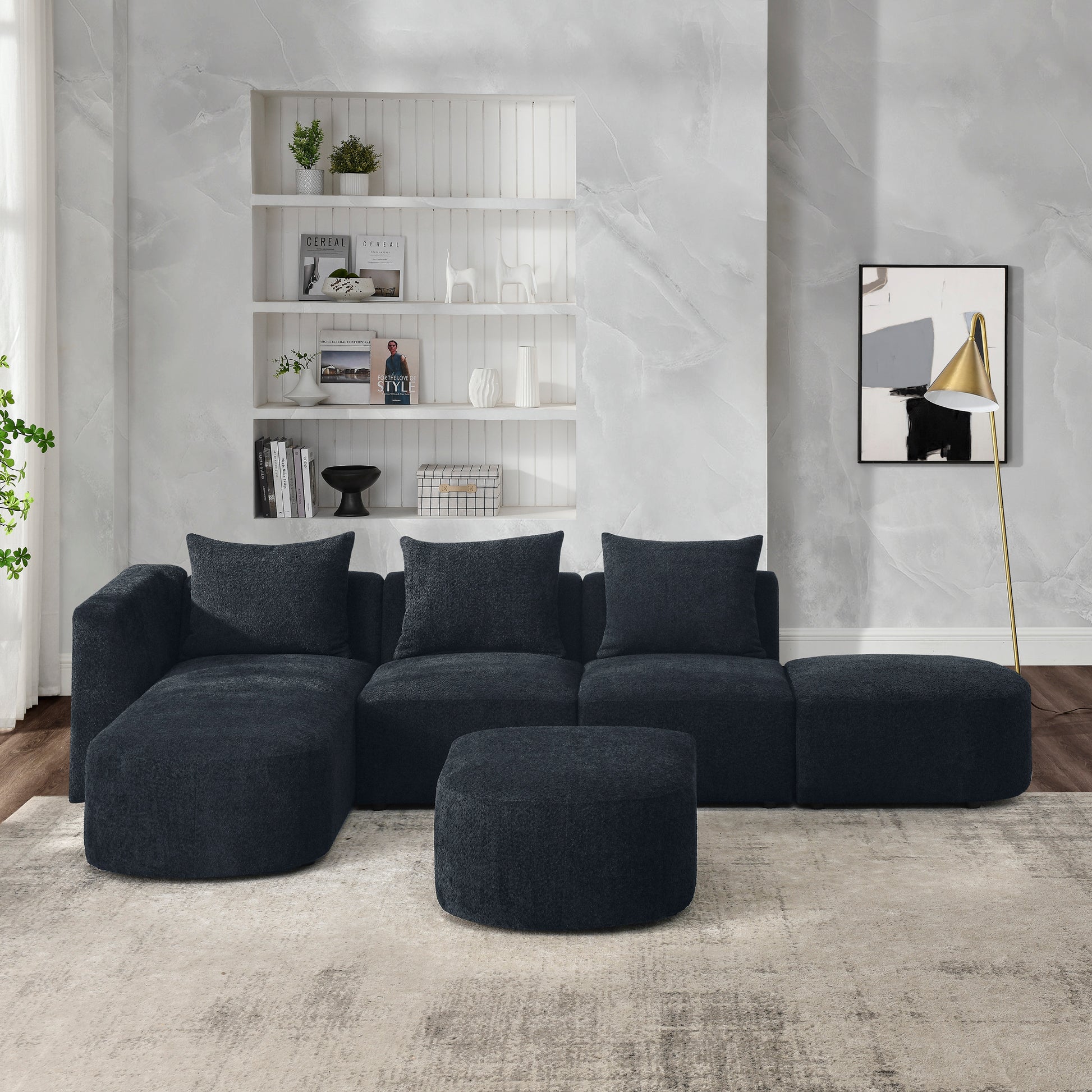 L Shape Sectional Sofa Including Two Single Seats